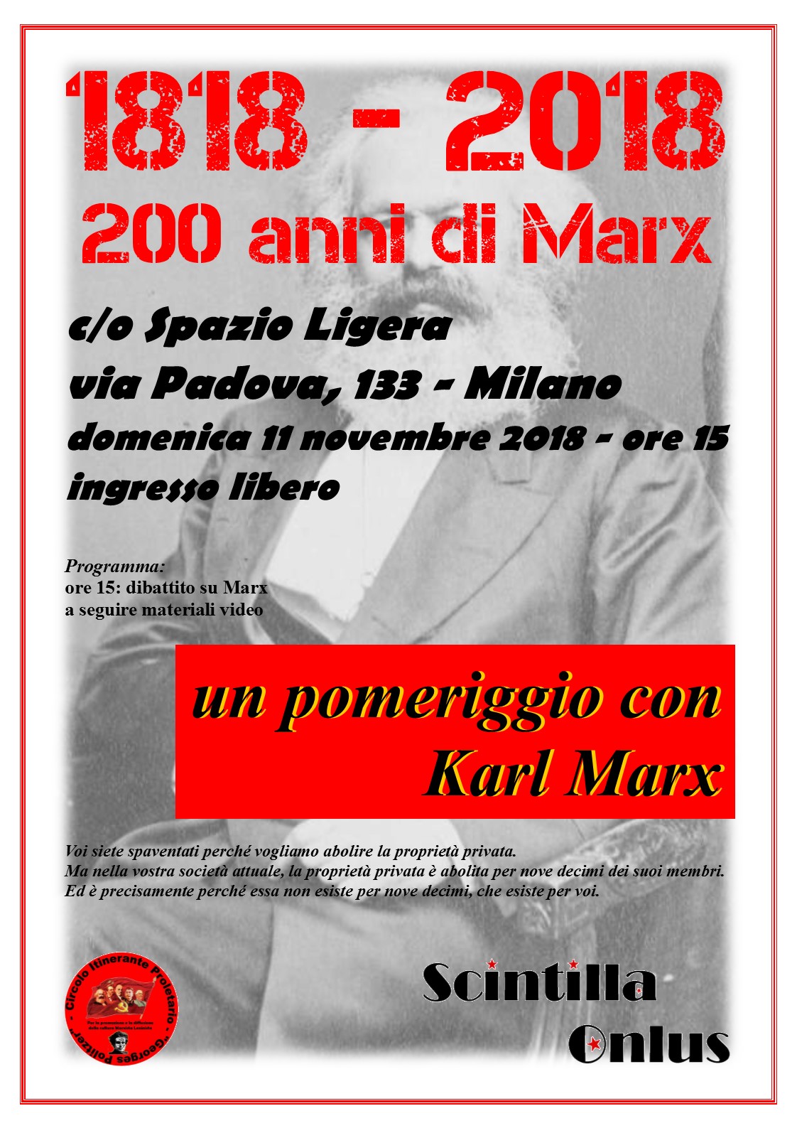11 novembre 2018: 1818 – 2018 buon compleanno Karl&nbsp;Marx