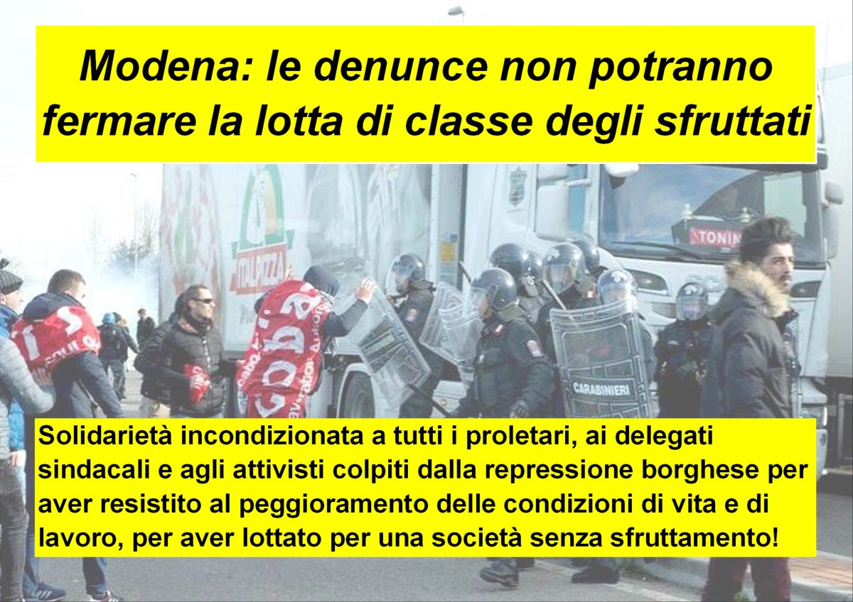 Modena: le denunce non potranno fermare la lotta di classe degli&nbsp;sfruttati