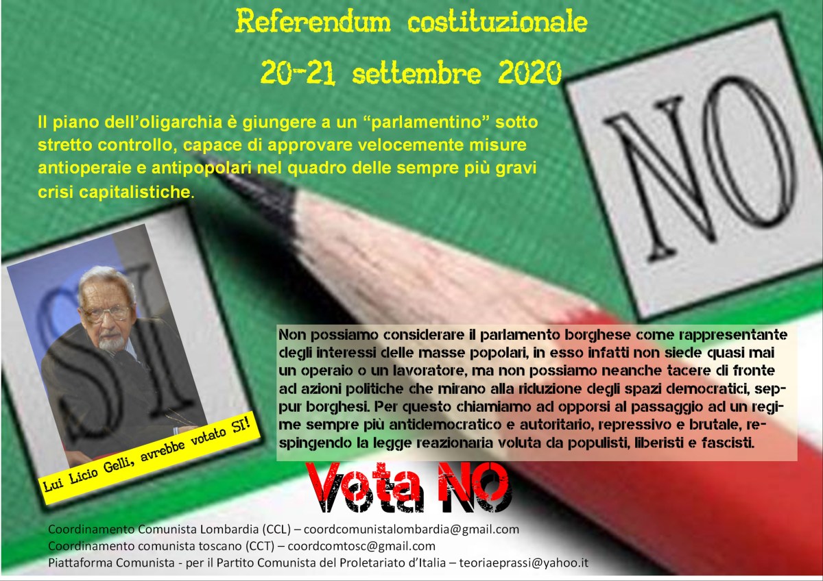 Sul Referendum al taglio dei parlamentari: un aspetto della trasformazione reazionaria dello Stato&nbsp;borghese