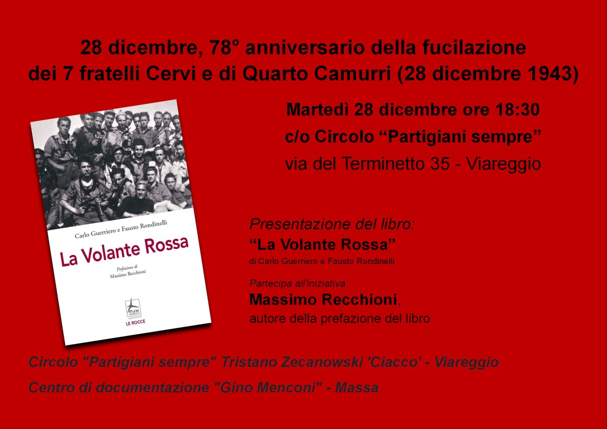 28 dicembre, 78° anniversario della fucilazione dei 7 fratelli Cervi e di Quarto Camurri (28 dicembre&nbsp;1943)