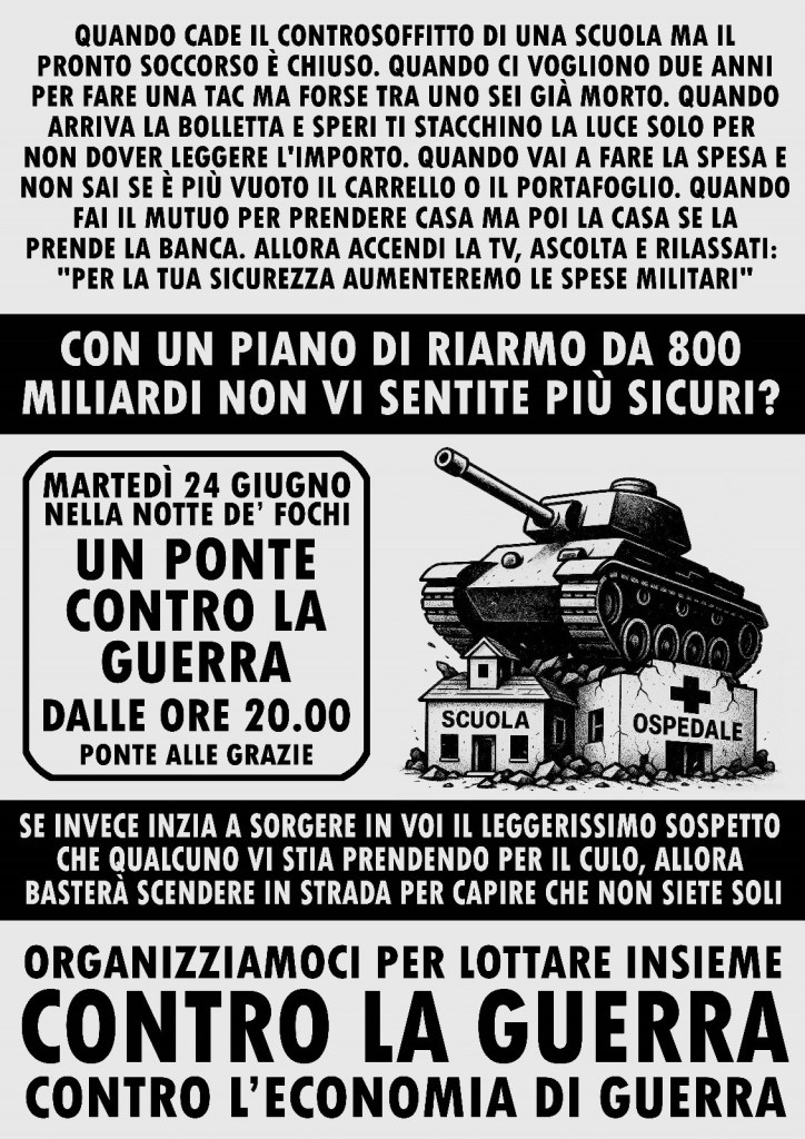 24 giugno, a Firenze contro la&nbsp;guerra